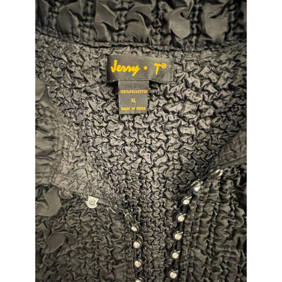 Jerry T Black ruched vest with rhinestone detail zipper XL - Picture 3 of 15